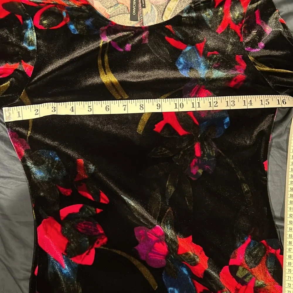 Marciano Nocturnal Floral Stretchy Velvet Mini Dress sz S - Picture 9 of 16